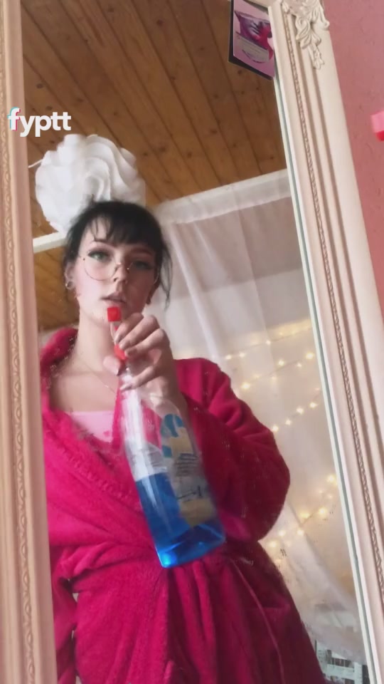Beautiful Short Hair Brunette Making NSFW TikTok With Her Newly Bought Blue Lingerie