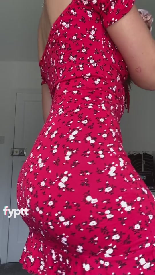 Bouncy Ass Babe Stripping Off Red Summer Dress And Dancing Sexy On TikTok